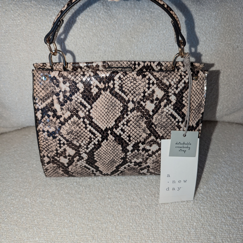 A New Day Snake Print Women's Bag - Black and Cream